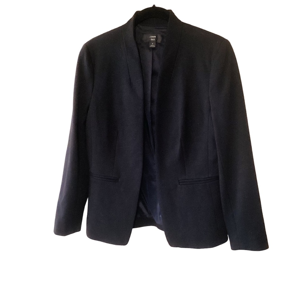 J. Crew Going-out Blazer in Stretch Twill Black Open Front Size 4 H2743 Acadamia